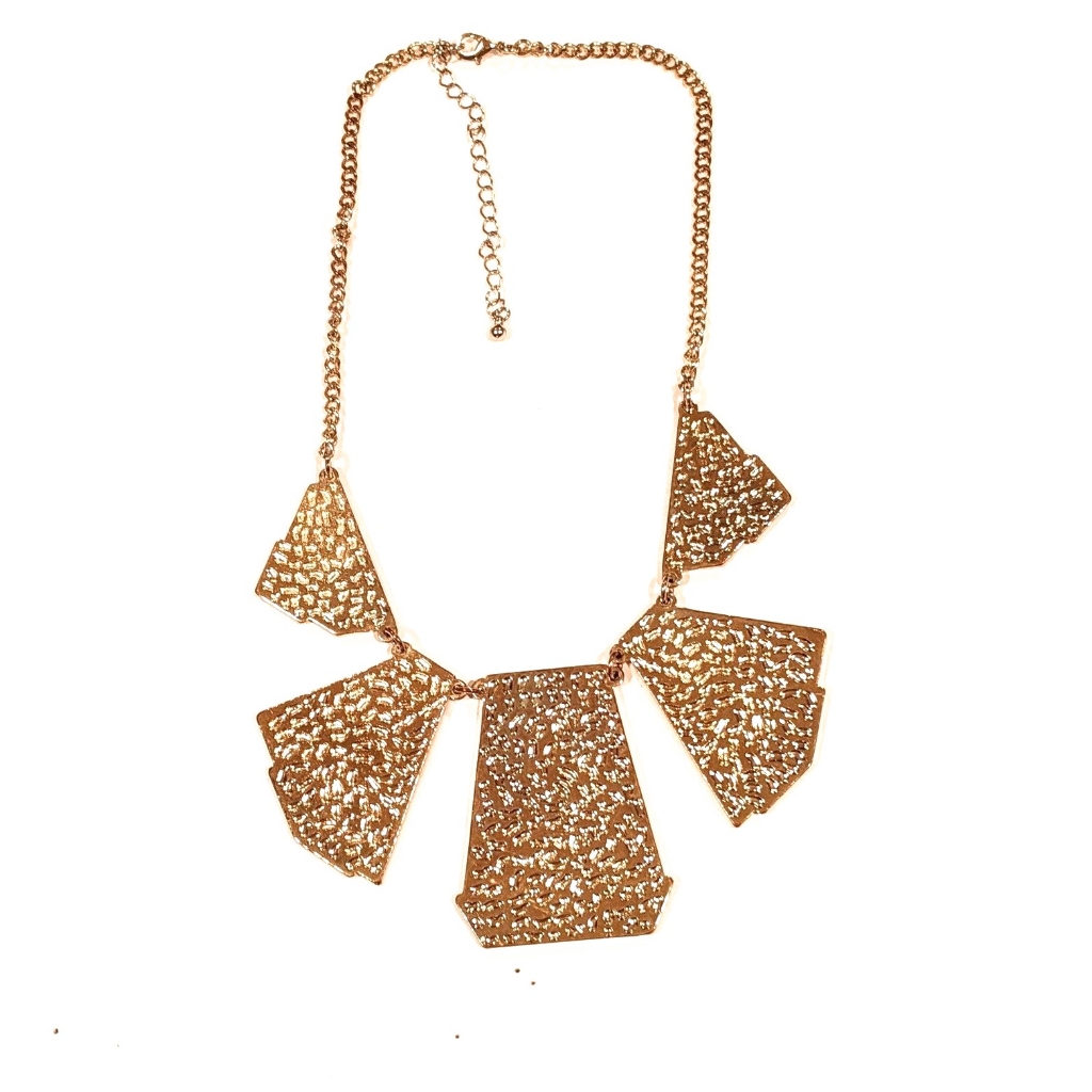 Vintage/Double Sided Triangular Statement Neck,Lace